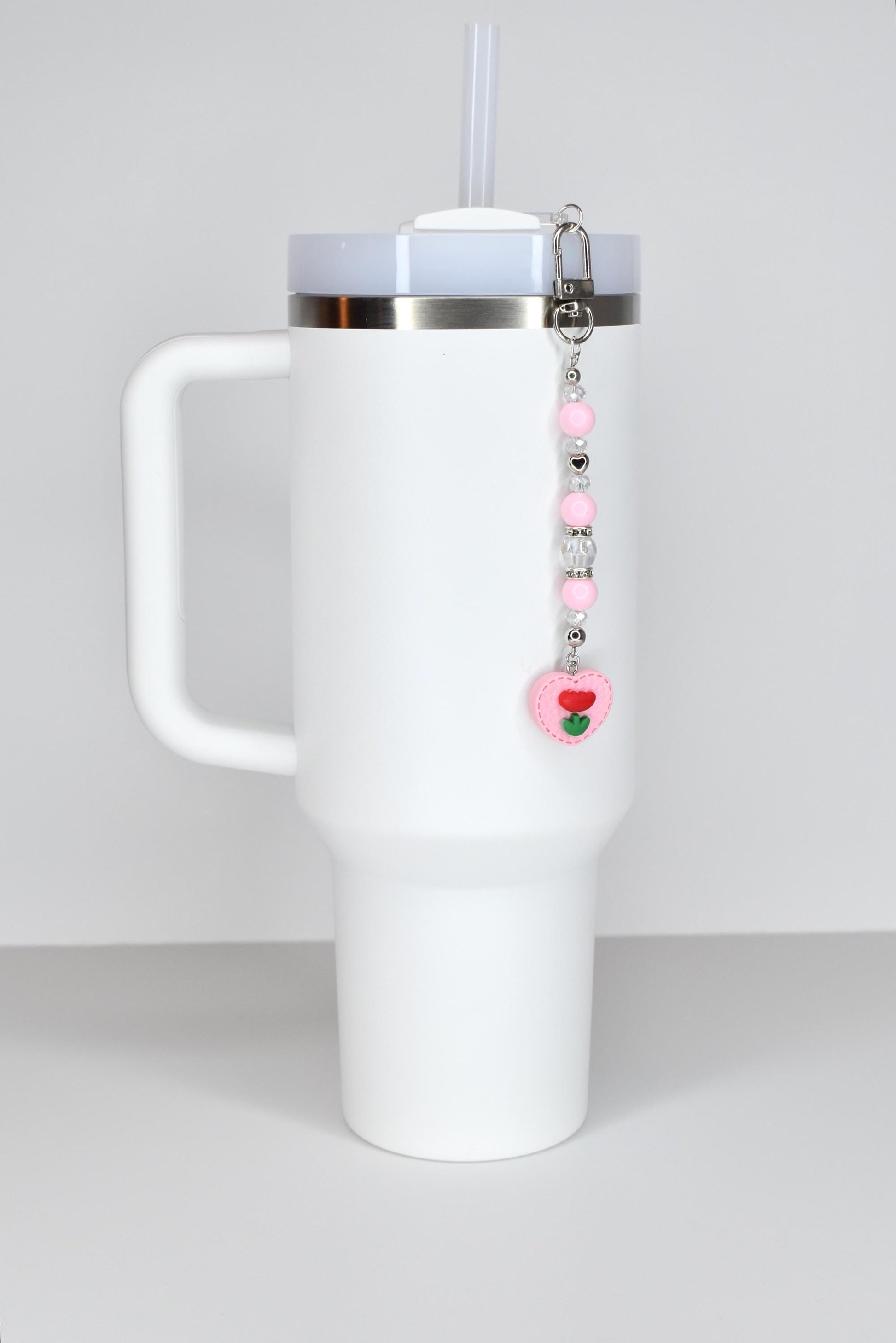 Spring Tulip Pastel Straw Charms with Crystal and Silver Accents