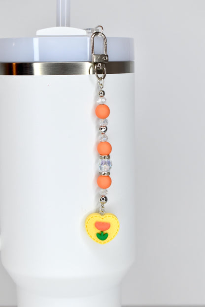 Spring Tulip Pastel Straw Charms with Crystal and Silver Accents