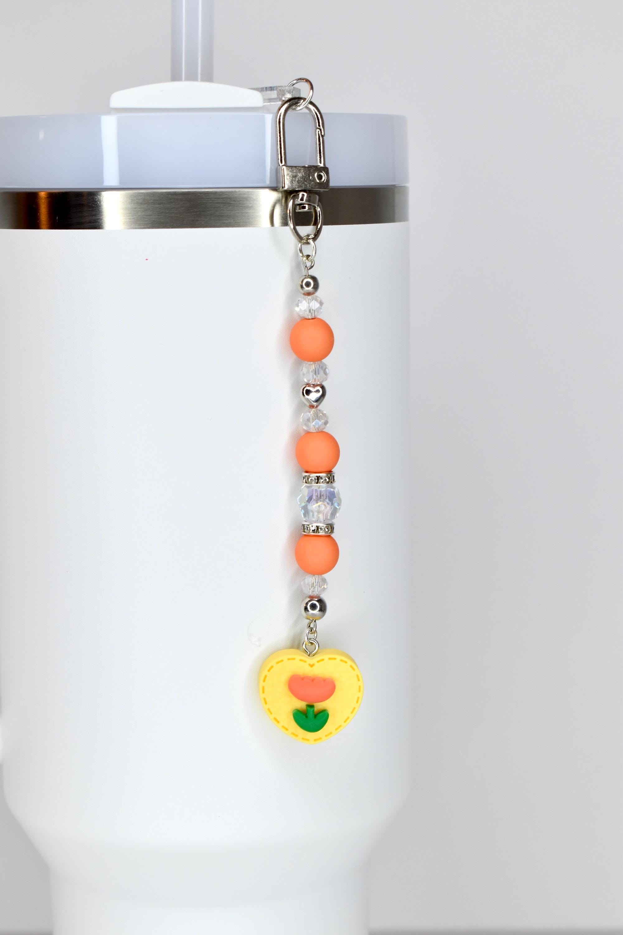 Spring Tulip Pastel Straw Charms with Crystal and Silver Accents