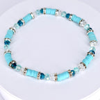 Turquoise Bracelet Collection: Green Blue Beaded Bracelets with Silver Accents