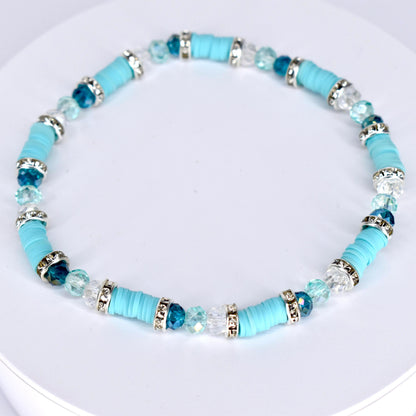 Turquoise Bracelet Collection: Green Blue Beaded Bracelets with Silver Accents