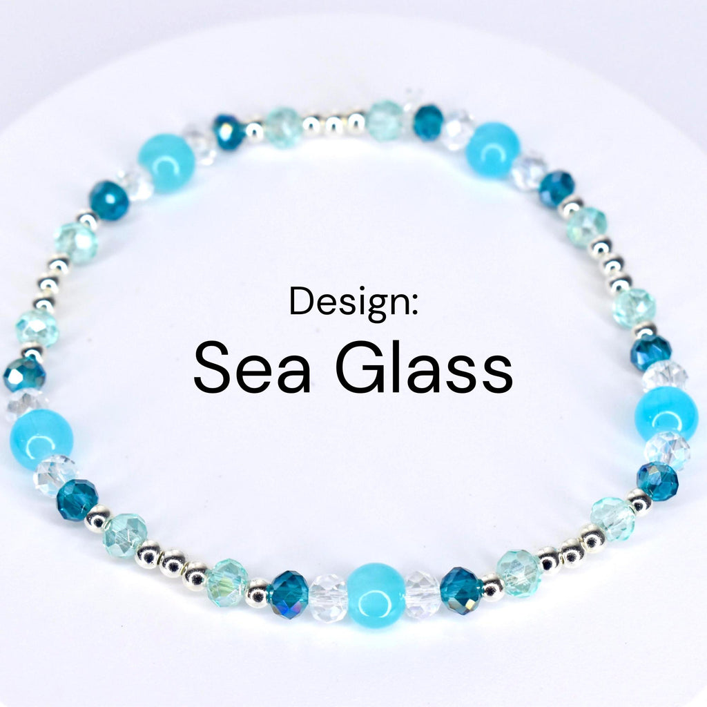 Turquoise Bracelet Collection: Green Blue Beaded Bracelets with Silver Accents