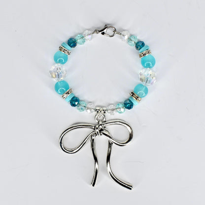Turquoise Tumbler Handle Bracelet: Green Blue Beaded Accessory with Silver Accents