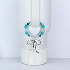 Turquoise Tumbler Handle Bracelet: Green Blue Beaded Accessory with Silver Accents