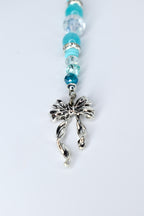 Turquoise Tumbler Straw Charm: Green Blue Beaded Accessory with Silver Accents