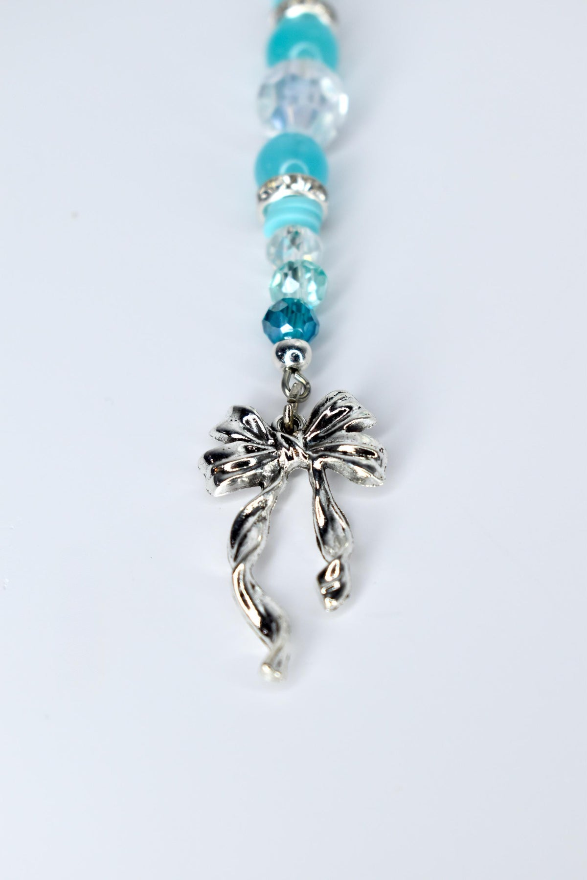 Turquoise Tumbler Straw Charm: Green Blue Beaded Accessory with Silver Accents