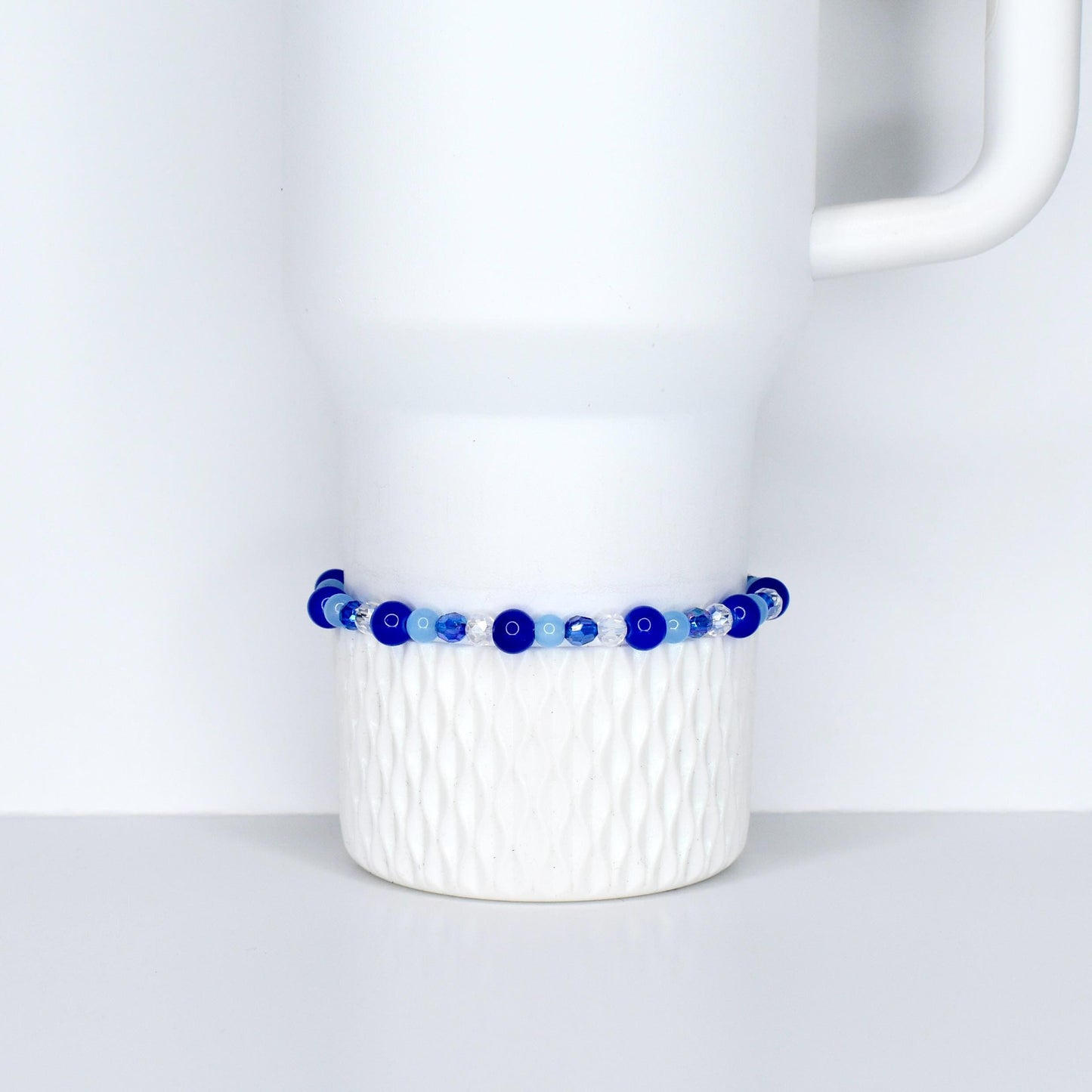 Cobalt Blue and Sky Blue Beaded Bracelet with Crystal Accents
