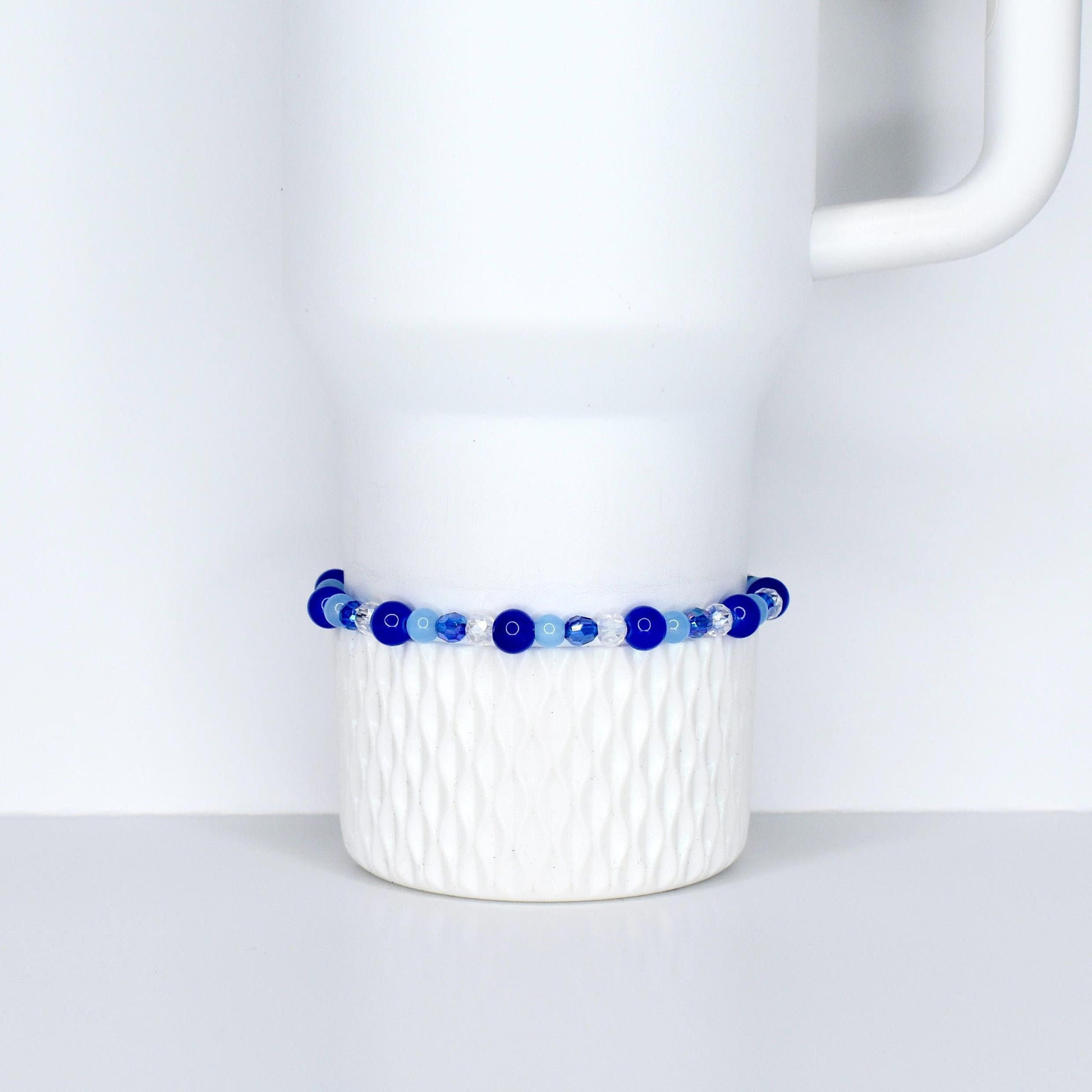 Cobalt Blue and Sky Blue Beaded Bracelet with Crystal Accents
