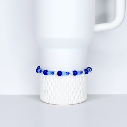 Cobalt Blue and Sky Blue Beaded Bracelet with Crystal Accents