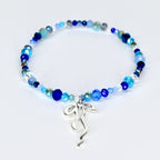 Blue and Silver Bracelet Collection: Sparkling Beaded Bracelets with Silver Bow Charms