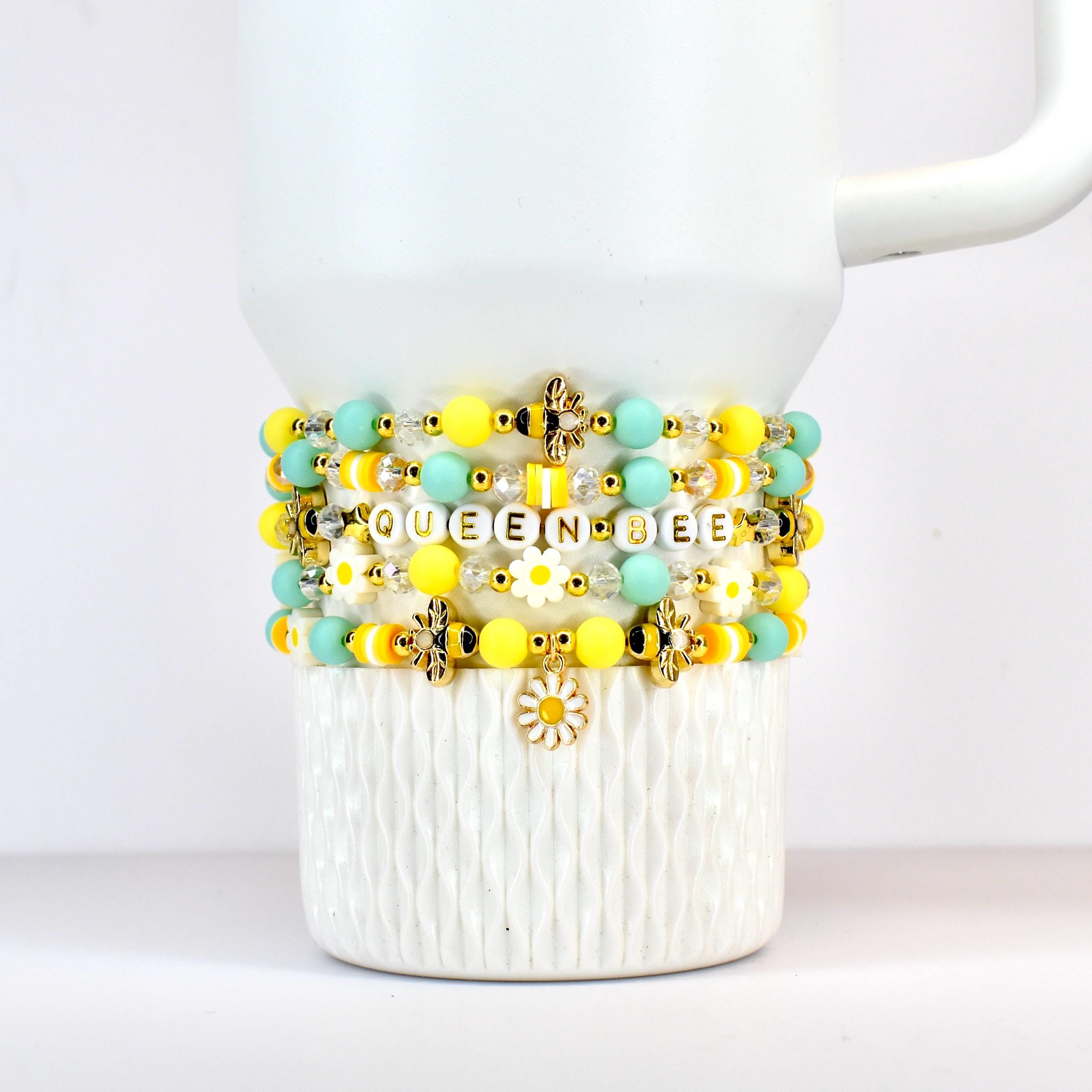 Yellow and Mint Bee Charm Bracelet Collection with Daisy Charm