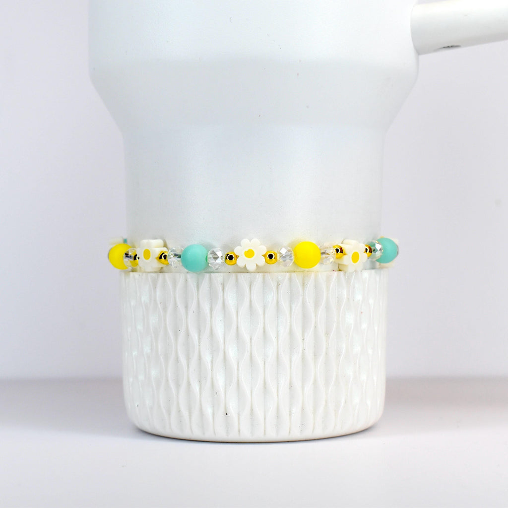 Yellow and Mint Bee Charm Bracelet Collection with Daisy Charm