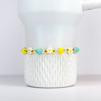 Yellow and Mint Bee Charm Bracelet Collection with Daisy Charm