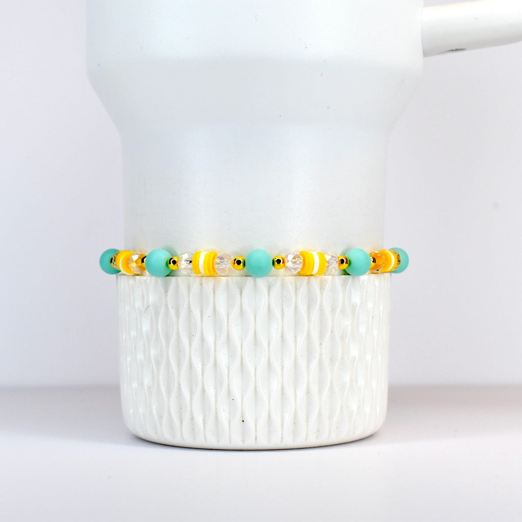 Yellow and Mint Bee Charm Bracelet Collection with Daisy Charm