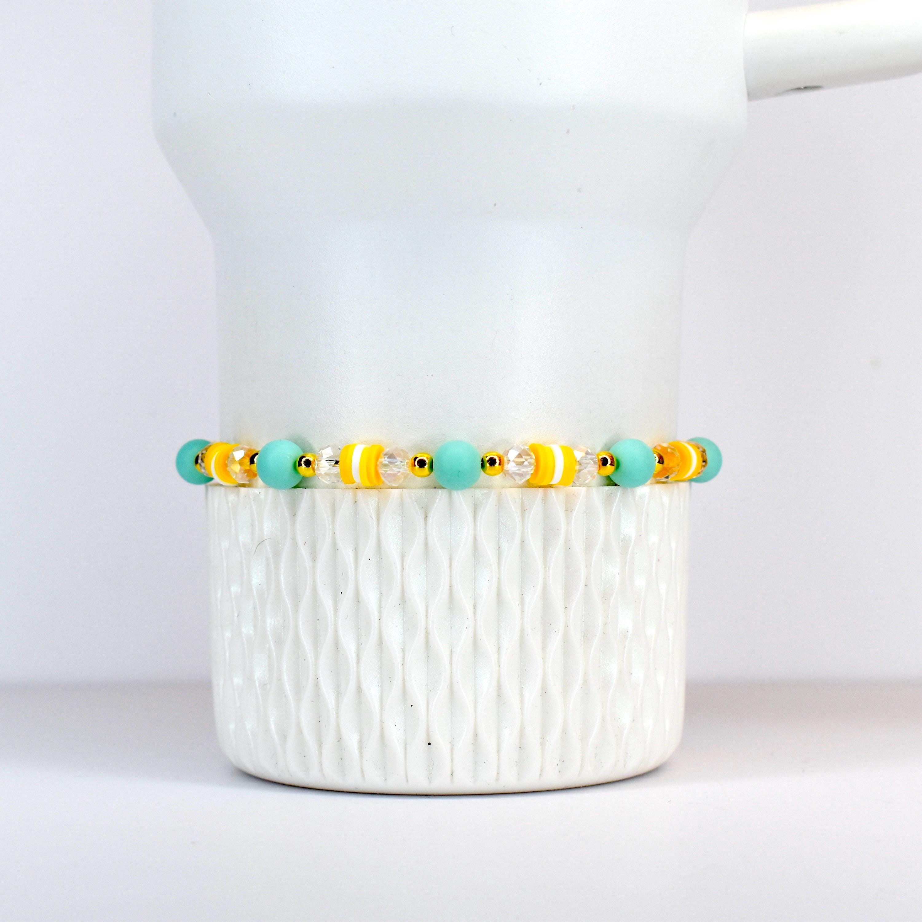 Yellow and Mint Bee Charm Bracelet Collection with Daisy Charm