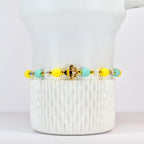Yellow and Mint Bee Charm Bracelet Collection with Daisy Charm