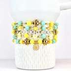 Yellow and Mint Bee Charm Bracelet Collection with Daisy Charm