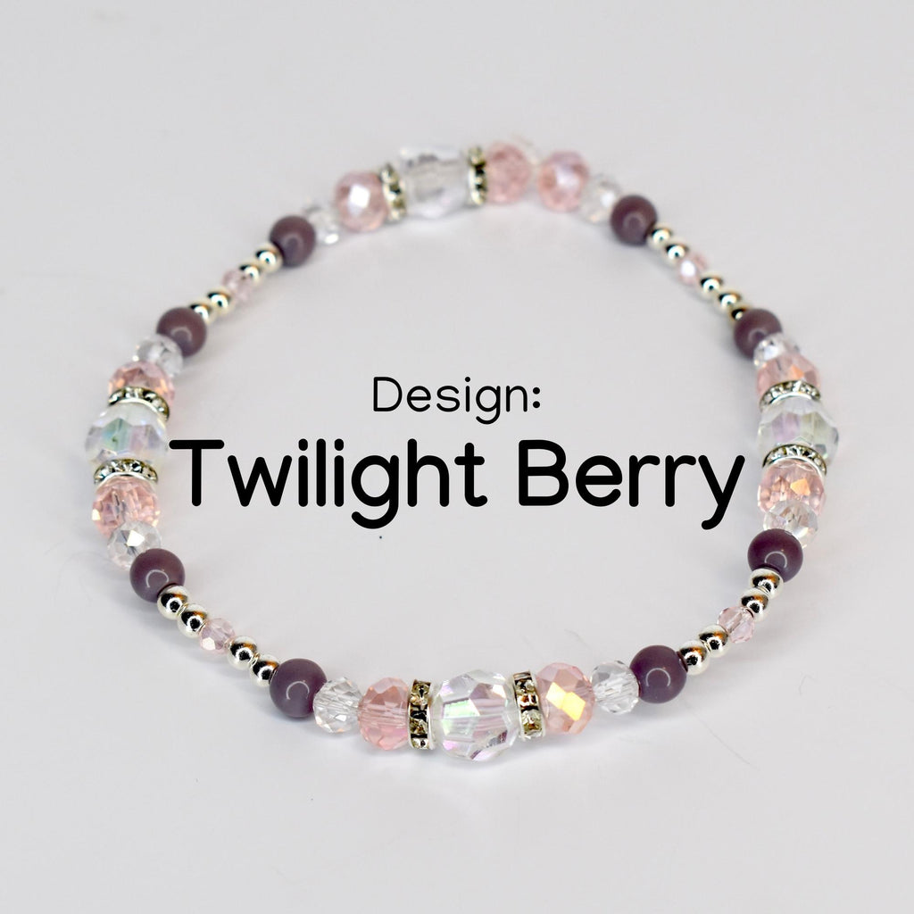 Plum and Pink Bracelet Collection with Crystal and Silver Accents
