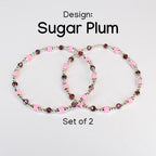 Plum and Pink Bracelet Collection with Crystal and Silver Accents