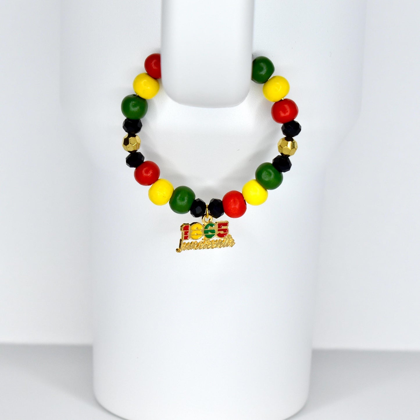 Juneteenth Tumbler Handle Bracelet | Red, Black, Green & Gold Beads
