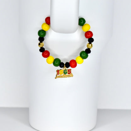Juneteenth Tumbler Handle Bracelet | Red, Black, Green & Gold Beads