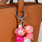 Pink Beaded Straw or Bag Charm: Valentine's Keychain Accessory