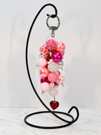 Pink Beaded Straw or Bag Charm: Valentine's Keychain Accessory
