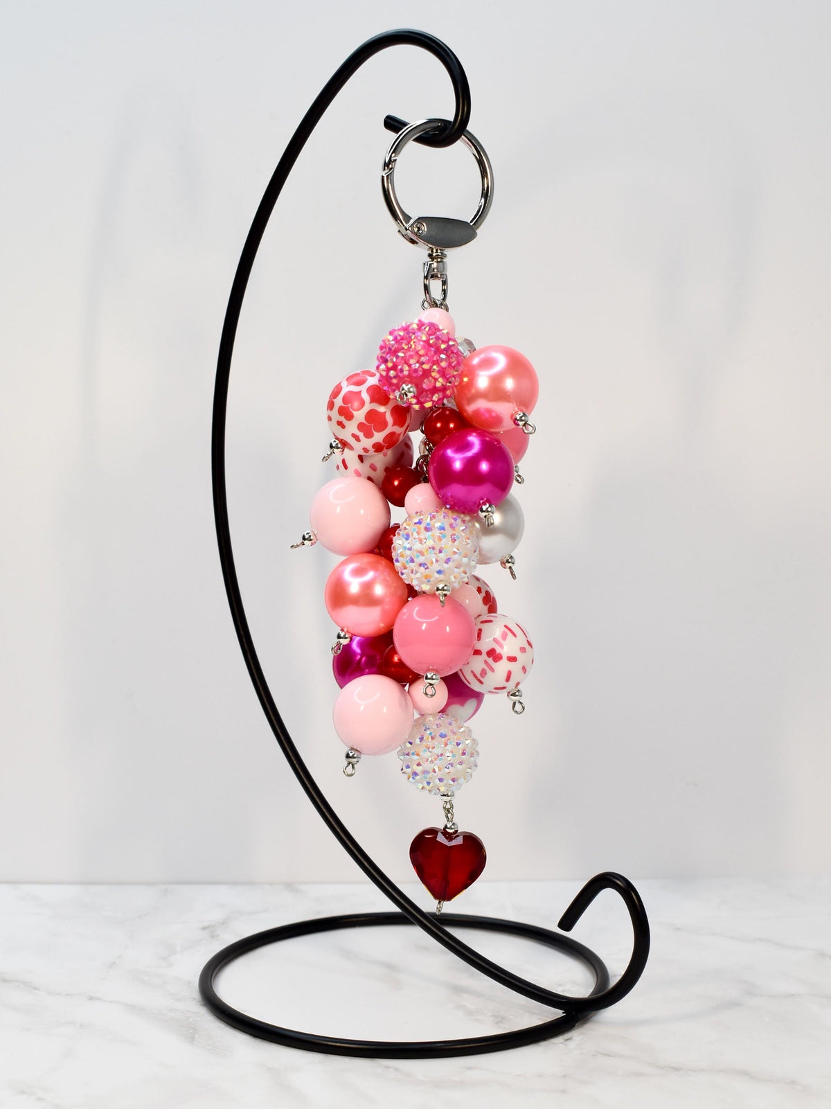 Pink Beaded Straw or Bag Charm: Valentine's Keychain Accessory