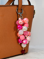 Pink Beaded Straw or Bag Charm: Valentine's Keychain Accessory