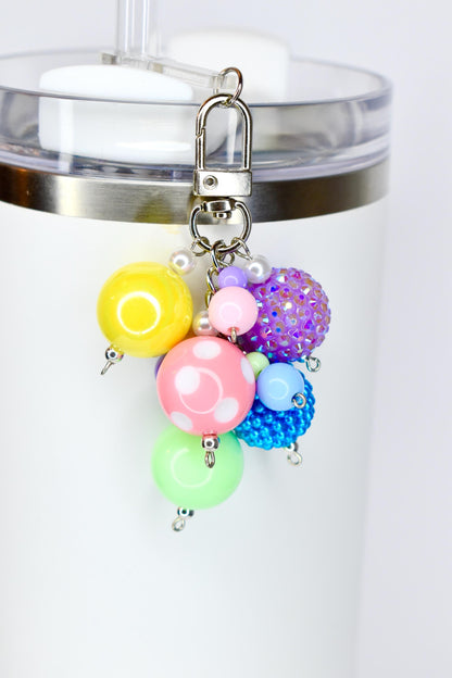 Pastel Spring Tumbler Straw Charm: Colorful Beaded Cup Accessory in Three Sizes