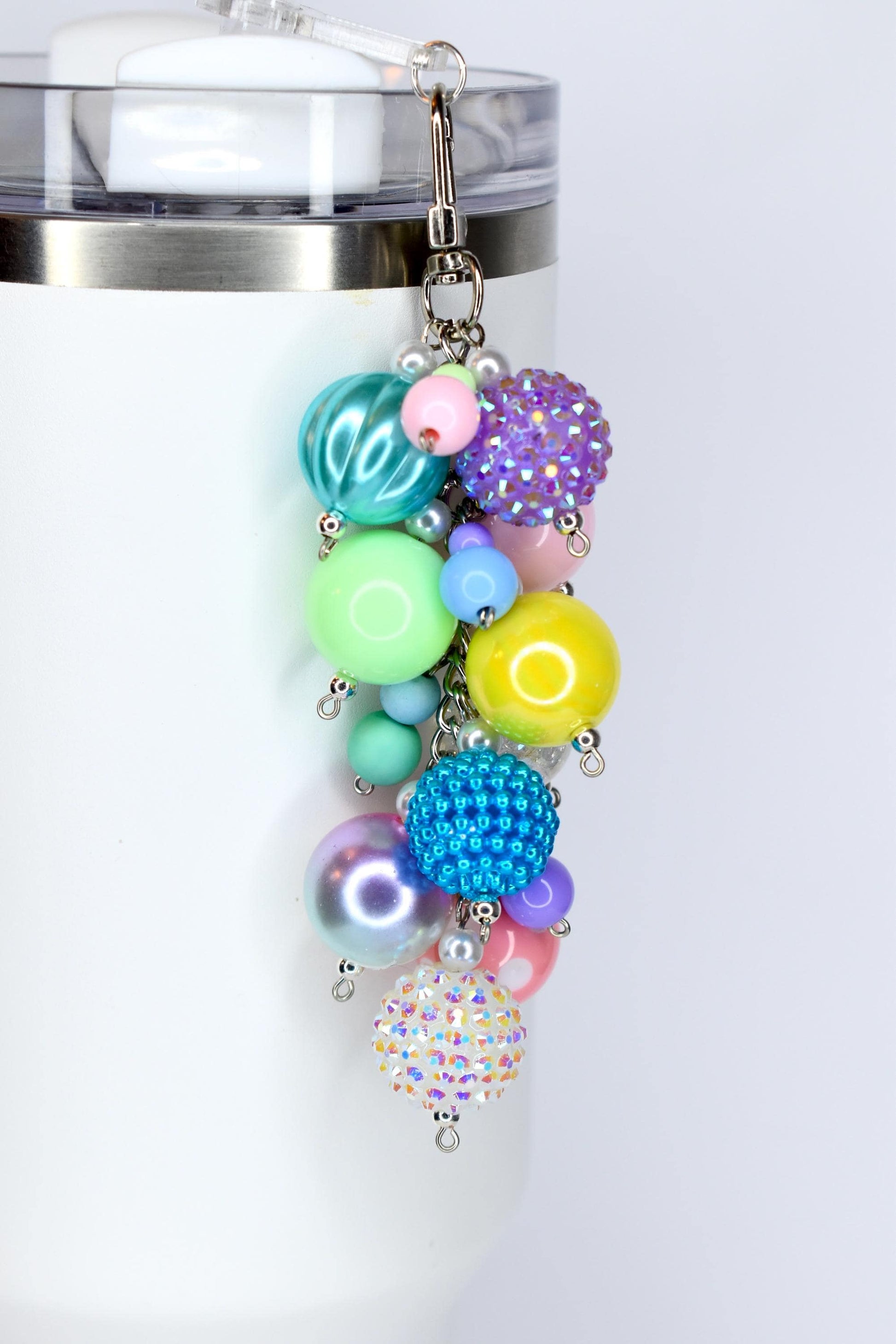 Pastel Spring Tumbler Straw Charm: Colorful Beaded Cup Accessory in Three Sizes