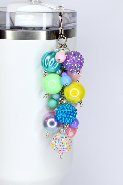Pastel Spring Tumbler Straw Charm: Colorful Beaded Cup Accessory in Three Sizes