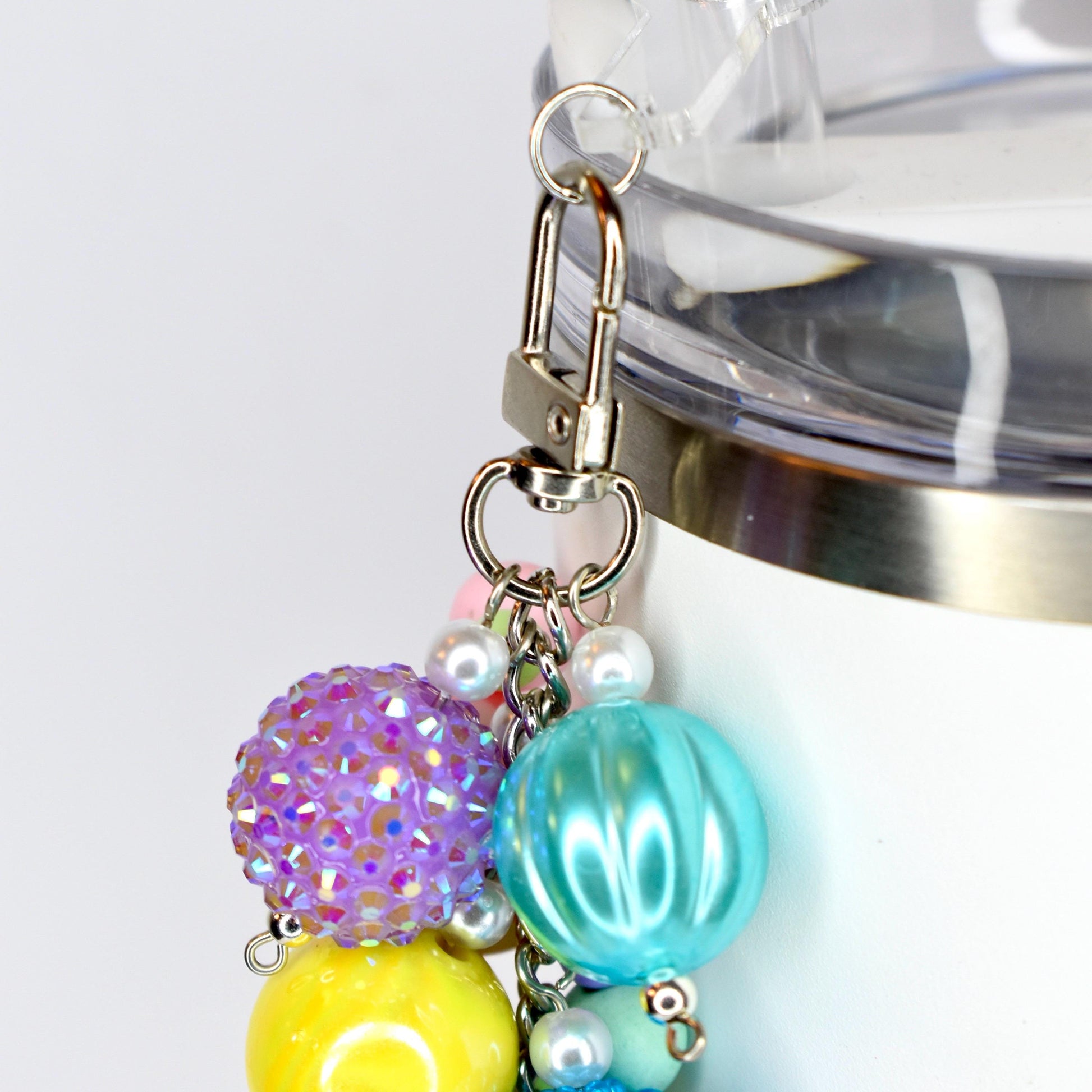Pastel Spring Tumbler Straw Charm: Colorful Beaded Cup Accessory in Three Sizes