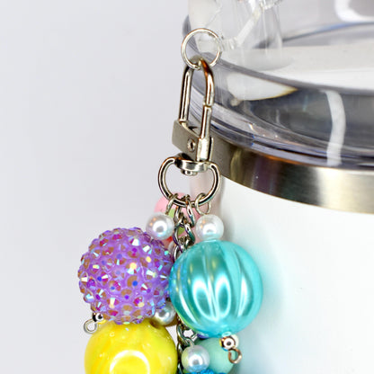 Pastel Spring Tumbler Straw Charm: Colorful Beaded Cup Accessory in Three Sizes
