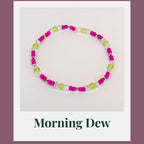 Citron Mix Bracelet Collection: Green and Pink Beaded Bracelets with Silver Accents