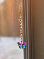 Rainbow Creating Crystal Butterfly Suncatcher Light Reflecting Prism Window Decoration Hanging Ornament Creates Colorful Patterns Sunny Day Display Magical Room Transformation Sparkling Design Beautiful Home Accessory Perfect Gift Idea
