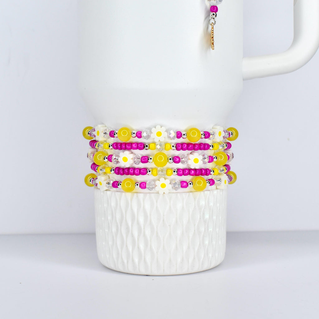 Yellow Pink Daisy Flower Bracelets