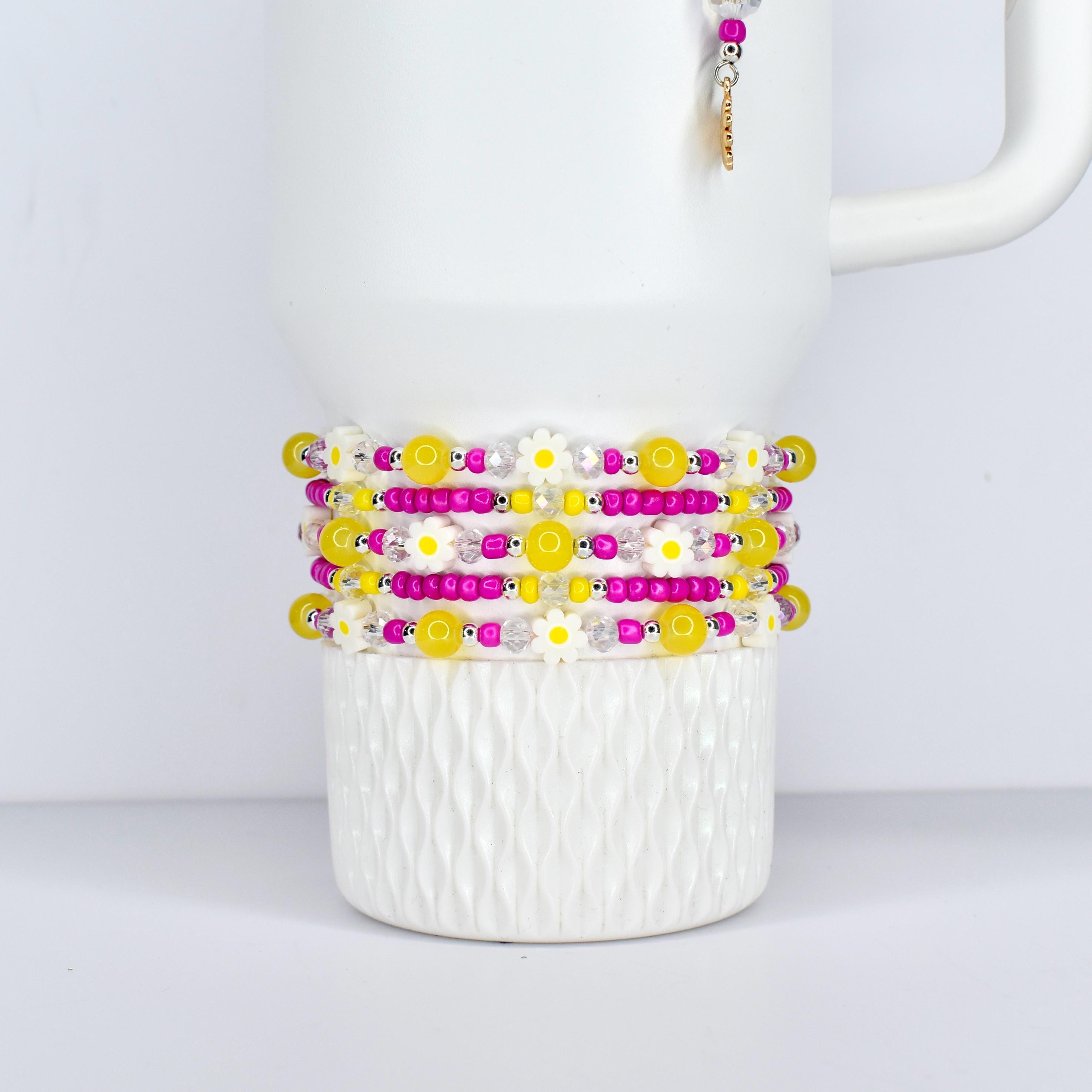 Yellow Pink Daisy Flower Bracelets
