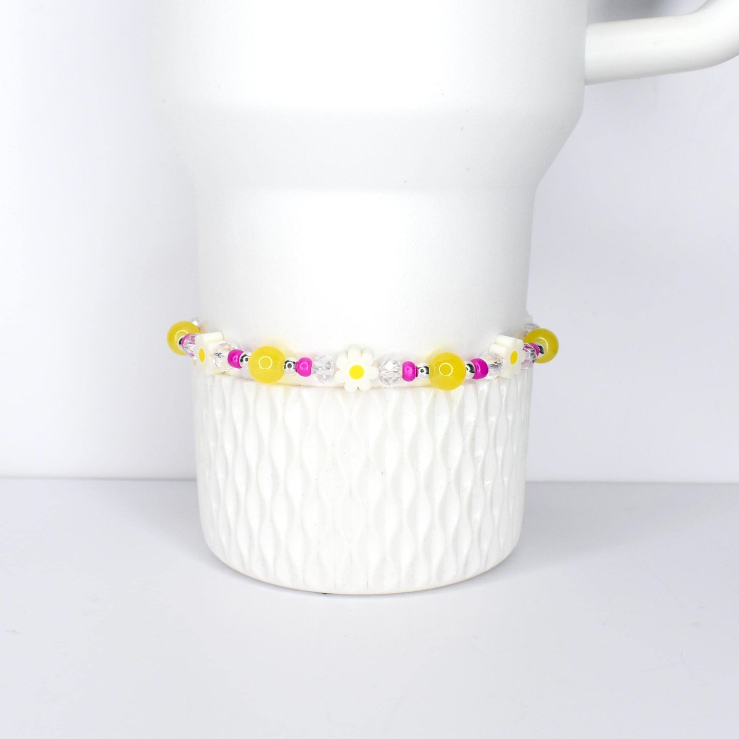 Yellow Pink Daisy Flower Bracelet Collection