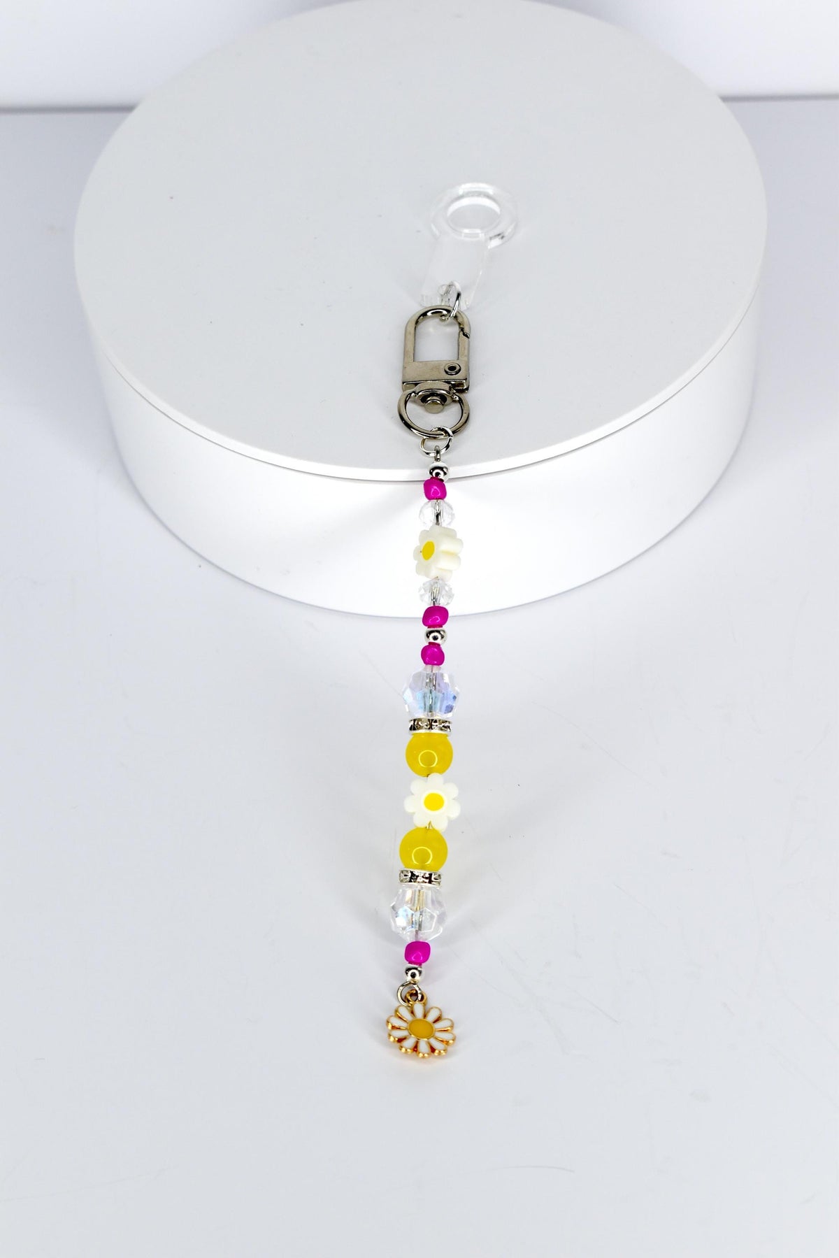 Yellow Pink Daisy Flower Tumbler Straw Charm