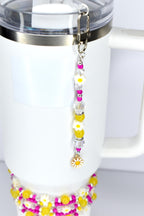 Yellow Pink Daisy Flower Tumbler Straw Charm