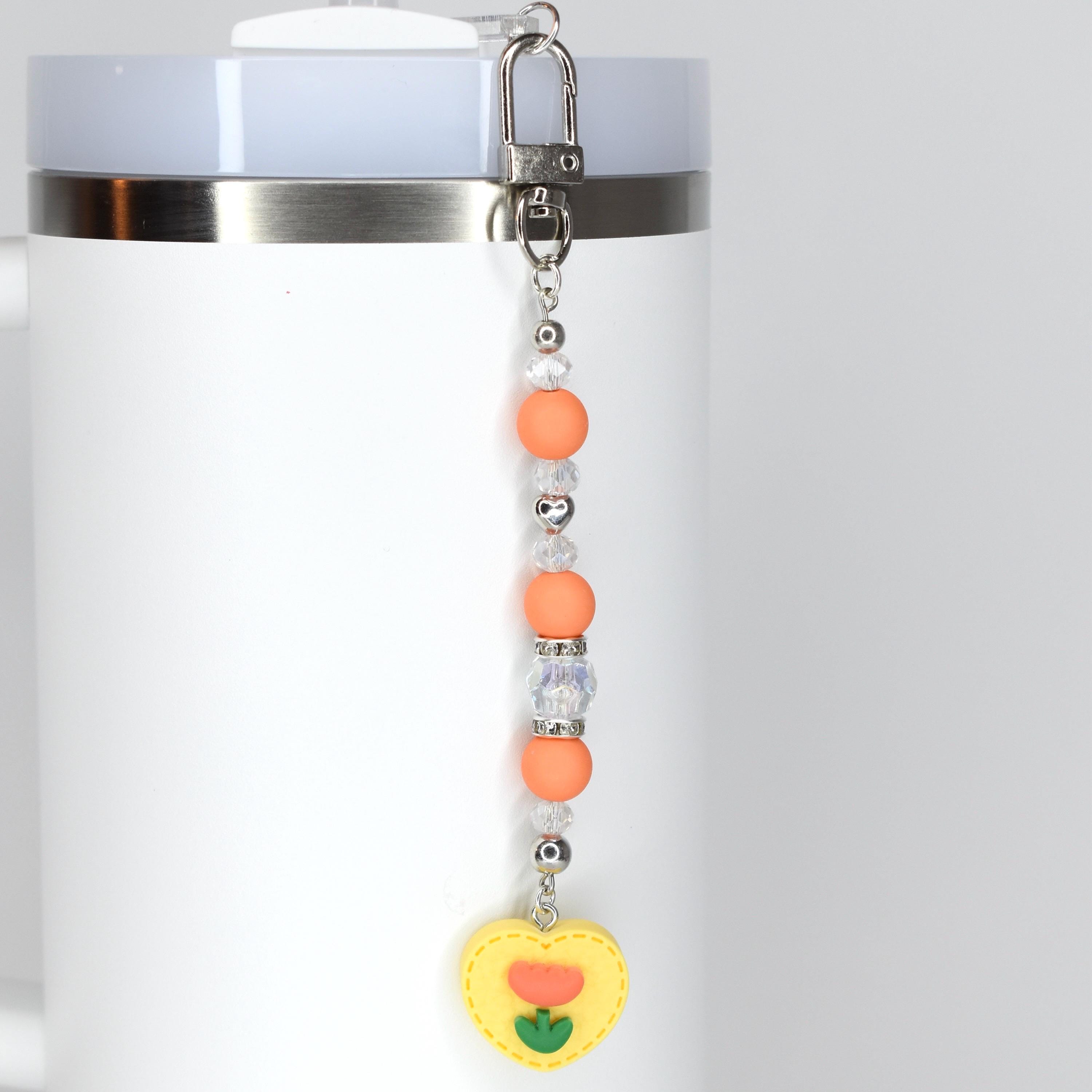 Spring Tulip Pastel Straw Charms with Crystal and Silver Accents