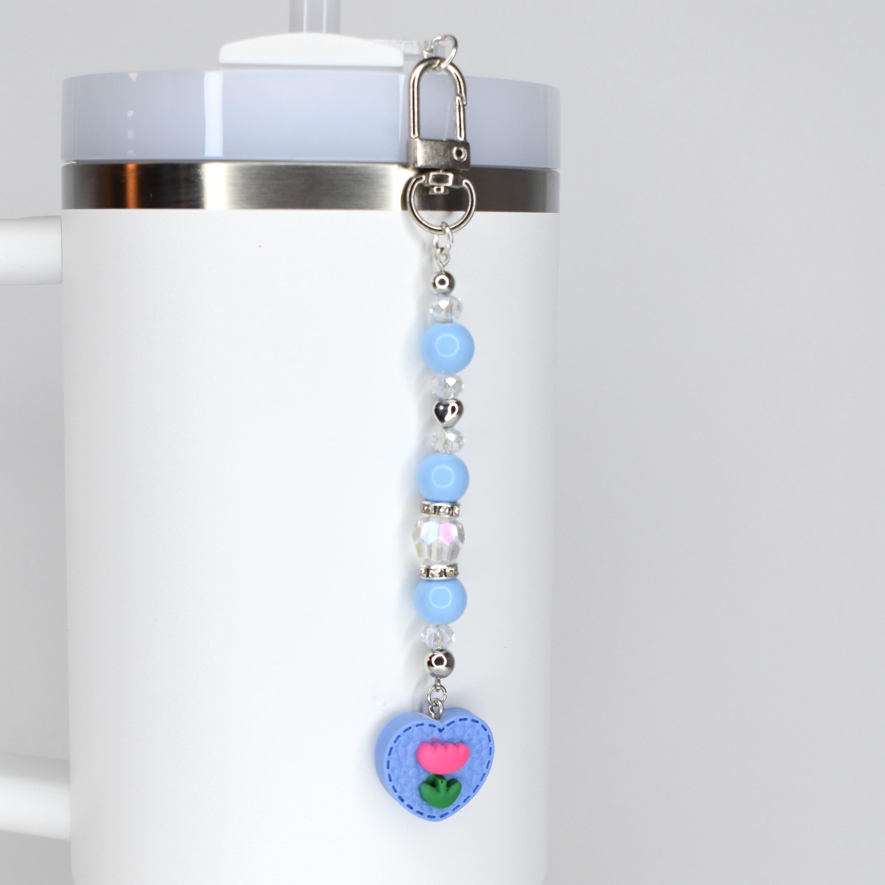 Spring Tulip Pastel Straw Charms with Crystal and Silver Accents