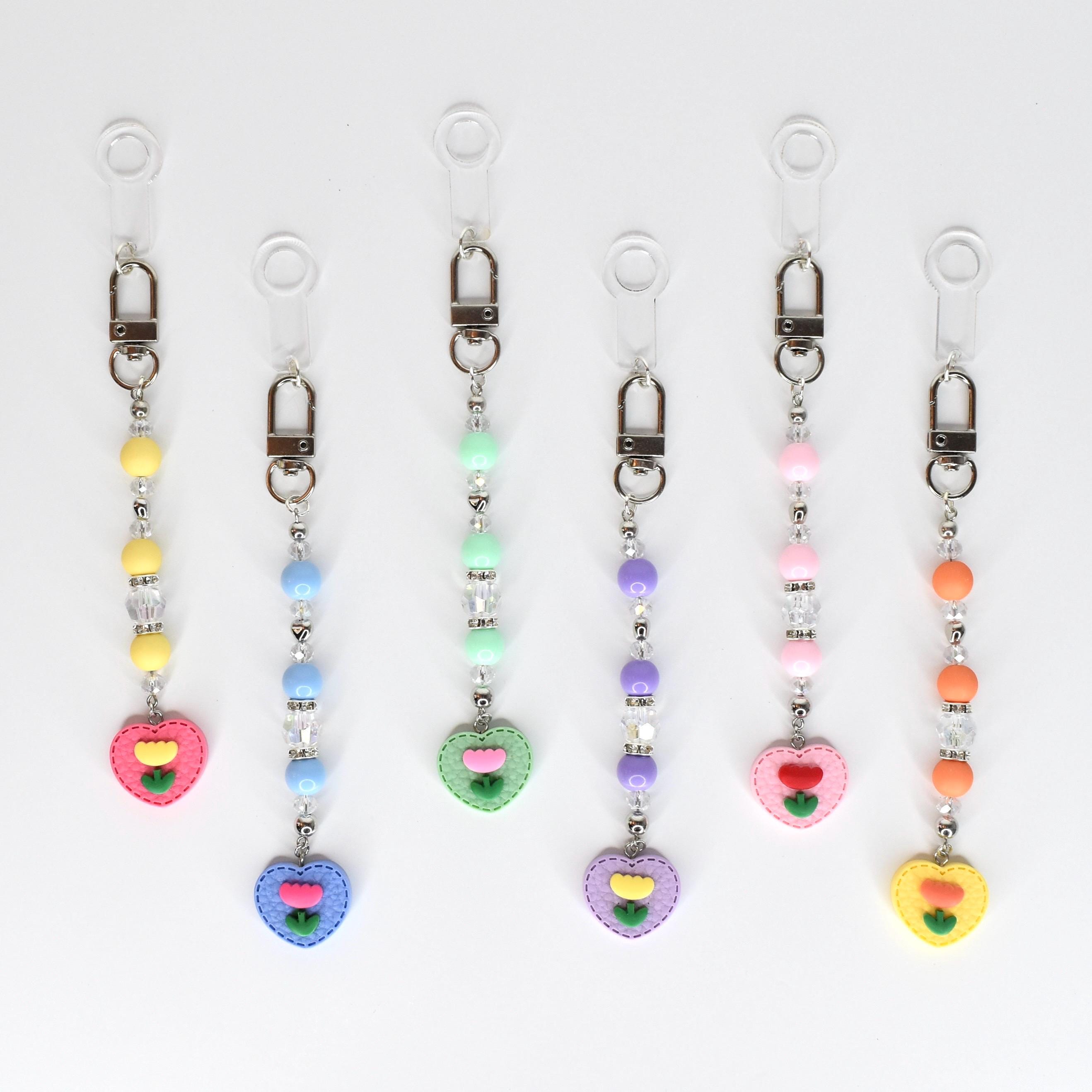 Spring Tulip Pastel Straw Charms with Crystal and Silver Accents