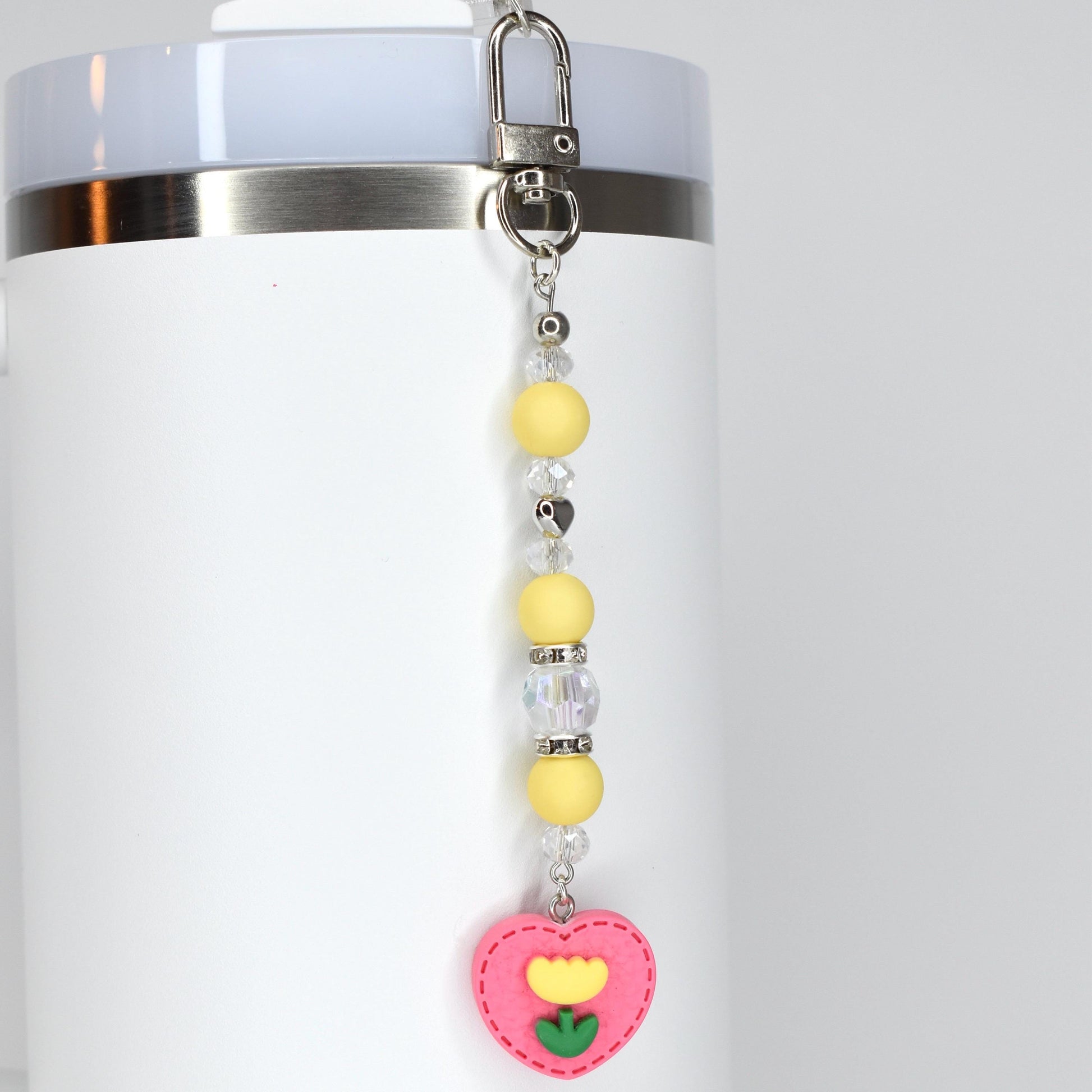 Spring Tulip Pastel Straw Charms with Crystal and Silver Accents