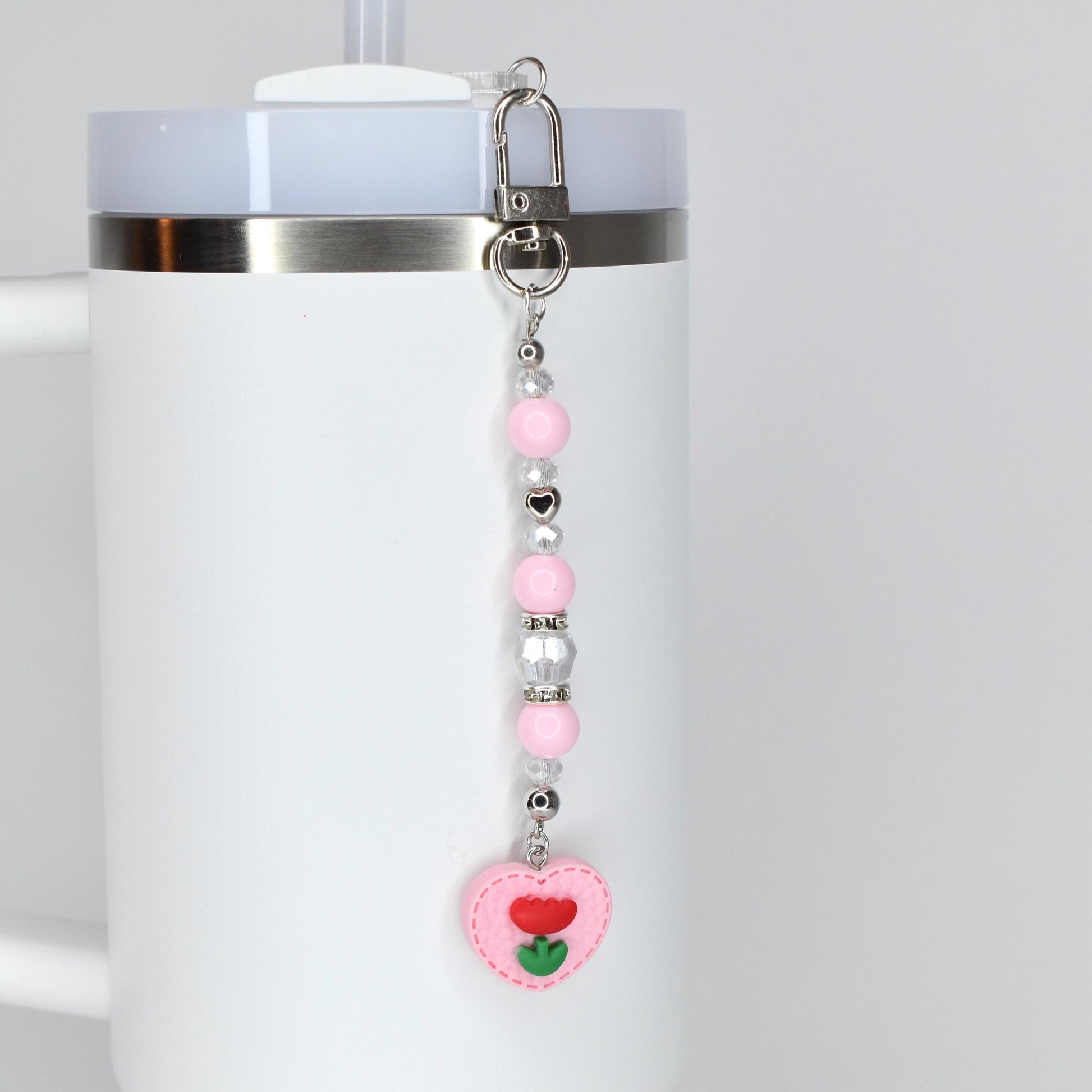 Spring Tulip Pastel Straw Charms with Crystal and Silver Accents
