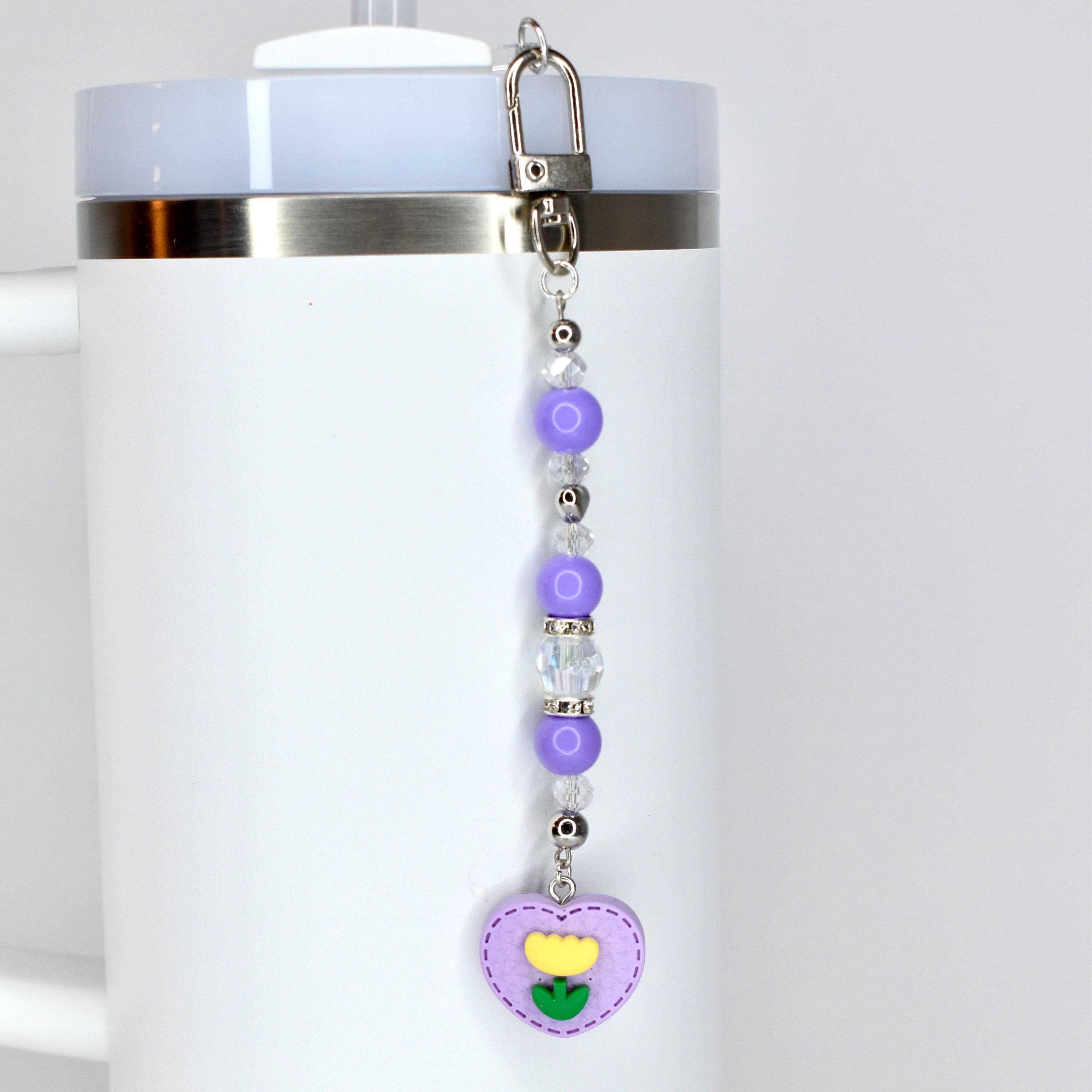 Spring Tulip Pastel Straw Charms with Crystal and Silver Accents