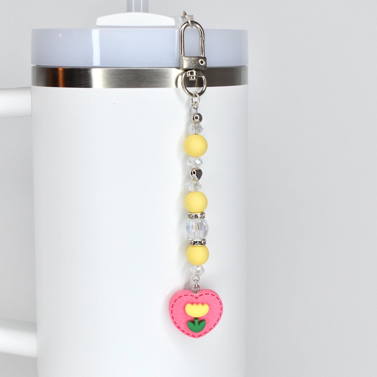 Spring Tulip Pastel Straw Charms with Crystal and Silver Accents