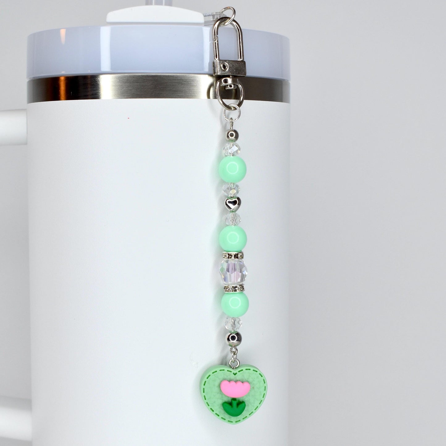 Spring Tulip Pastel Straw Charms with Crystal and Silver Accents