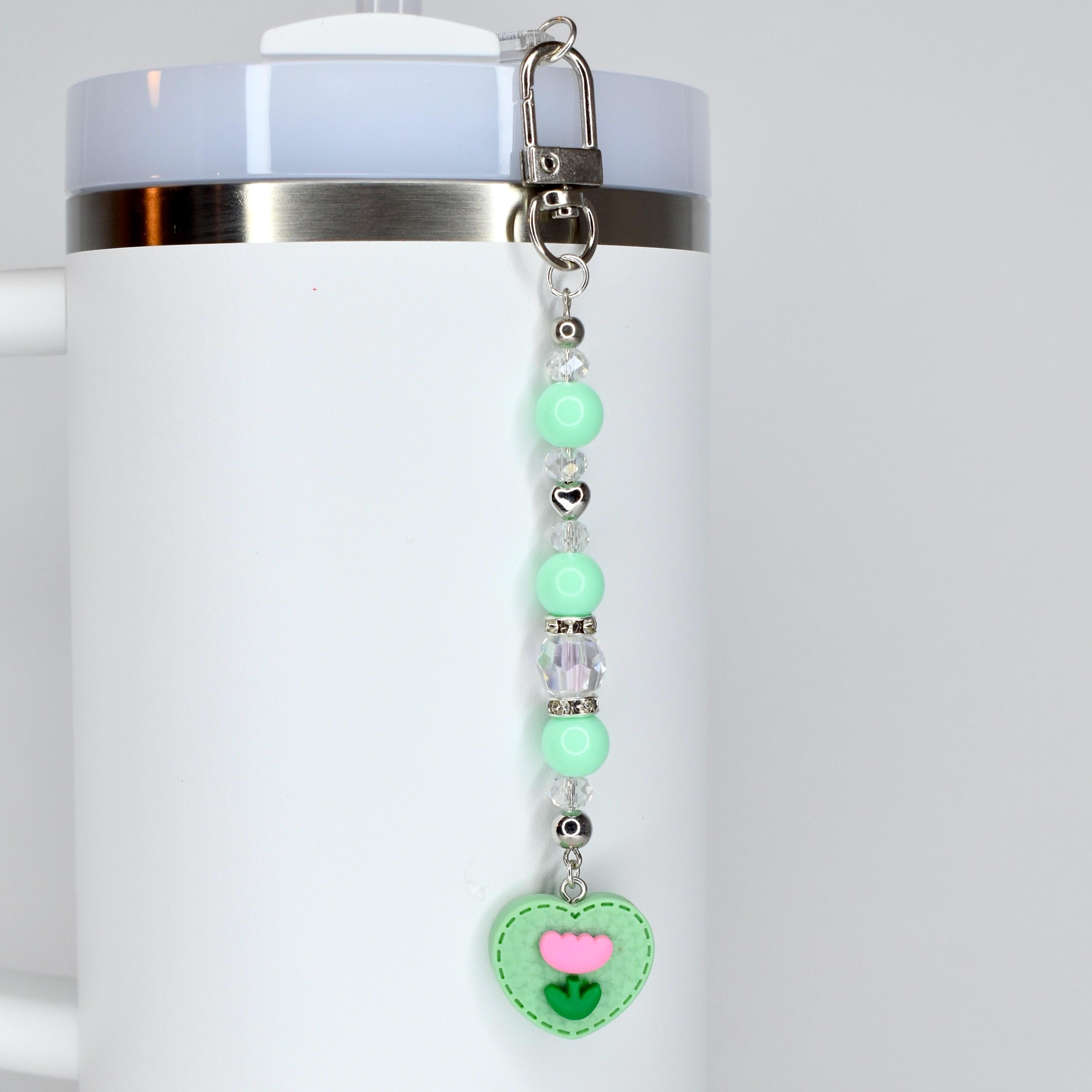 Spring Tulip Pastel Straw Charms with Crystal and Silver Accents